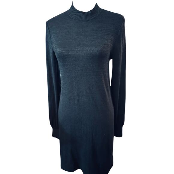 Abercrombie & Fitch Knit Mock Neck Sweater Dress, Black, Women Size Medium Tall - Picture 1 of 4